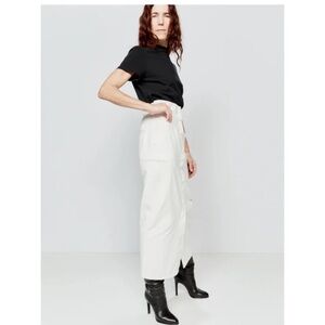Denim Button Midi Skirt